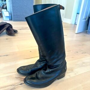 Frye Women’s Black Leather Knee-High Riding Boots